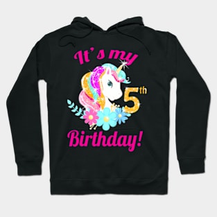 Kids Its My 5Th Birthday Unicorn 5 Year Old Girls Outfit Hoodie